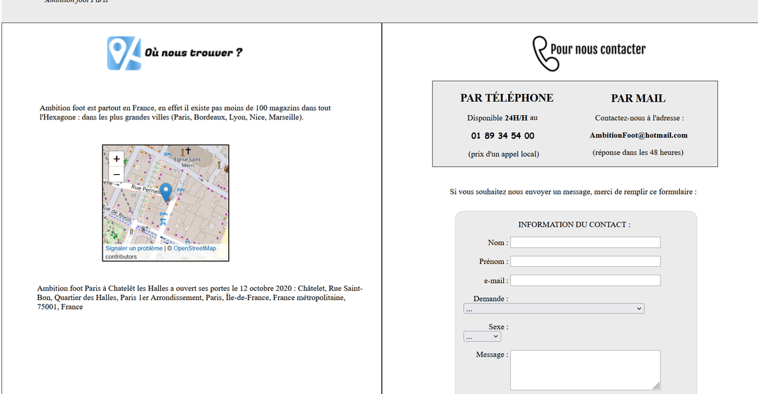 Page de contact
