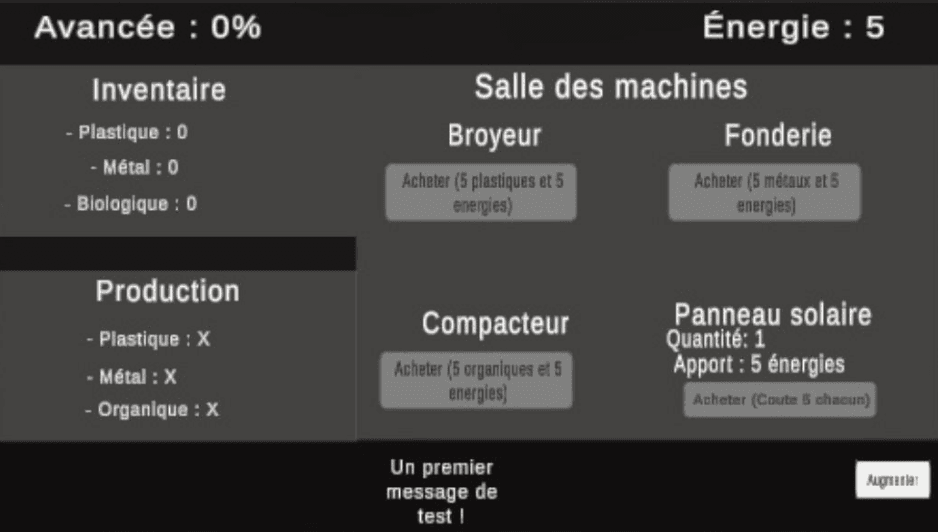 Écran de contrôle principal